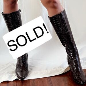 Brown crocodile pattern Healed Boots